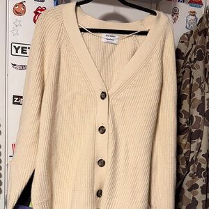Old Navy Women's Cream Cardigan Sweater